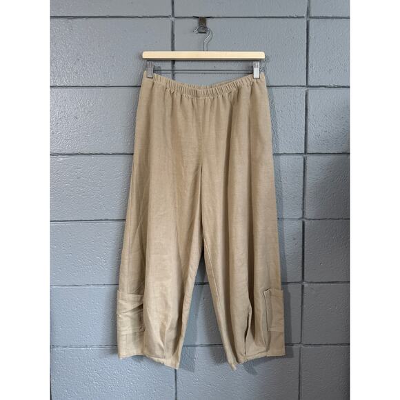 Kleen Pants - Women's Kleen Linen Blend Cargo Pants in Bran size M Lagenlook Boho